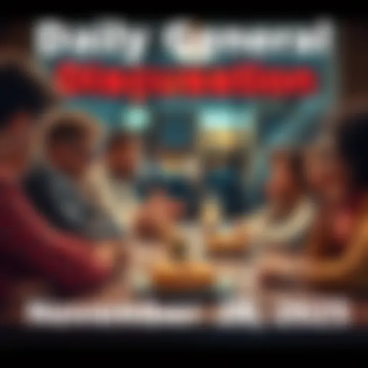 Daily General Discussion Participants engaging in a lively discussion with donuts on a table