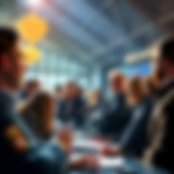 People discussing governance and donuts A group of people engaged in a lively discussion about governance and donuts at a forum