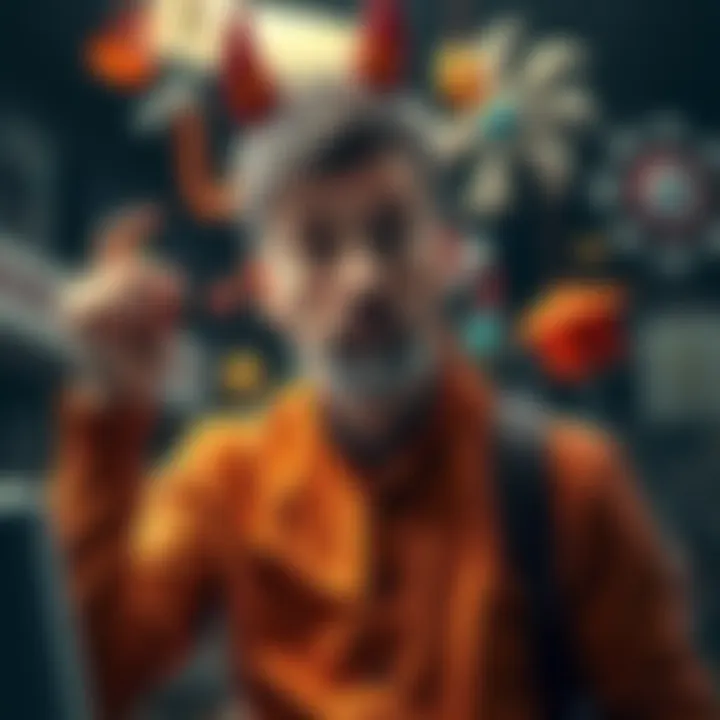 A man looking overwhelmed while juggling various tasks like balancing work and home duties, showing the challenges of daily life.