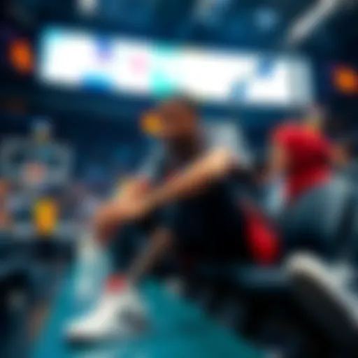 Damian Lillard in a stylish outfit at an NBA playoff game, focusing on his unique fashion and sneaker choice.