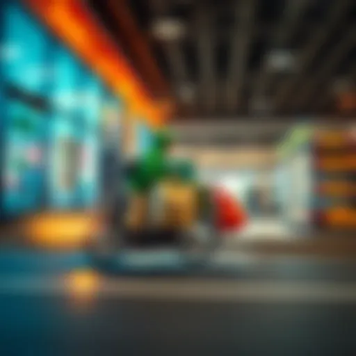 A DoorDash delivery driver speeding away from a grocery store with bags of groceries in hand