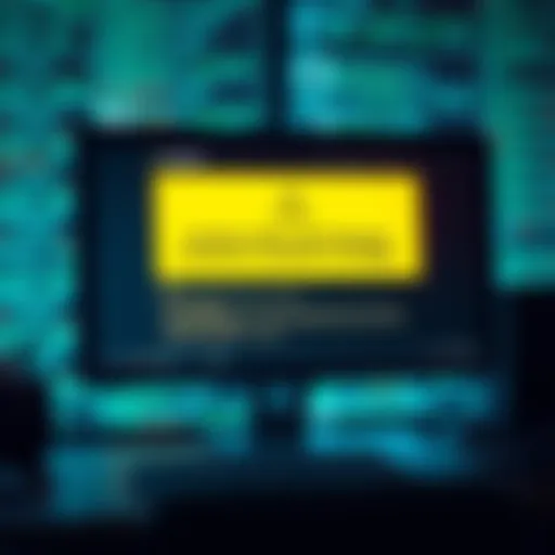 A computer screen displaying a warning about a data leak, with customer information exposed in the background.