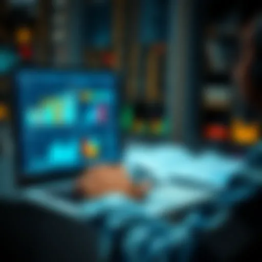 A person analyzing data on a laptop with charts and graphs displayed on the screen, representing validation calculations in modern contexts.