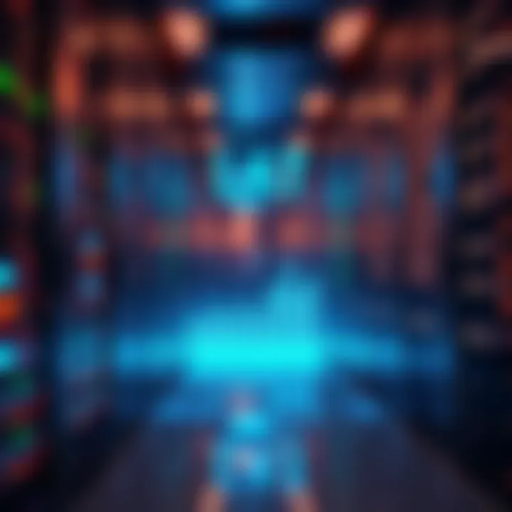 Data center with AI technology A modern data center filled with servers, with a focus on AI technology instead of cryptocurrency mining.
