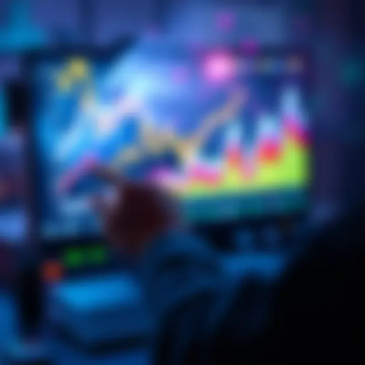 A creative professional designs a colorful graph on a computer screen, showcasing data visually.