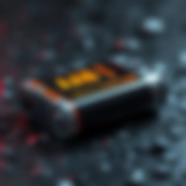 A close-up of a dead Nano X battery with warning signs about charging issues.