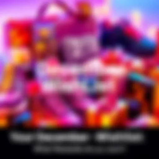 A colorful array of potential rewards including ASICS shoes, spa items, and tech gadgets for a wishlist in December.