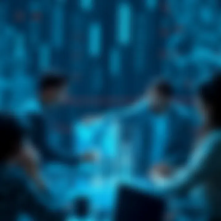 People collaborating in a digital space to represent decentralization in industries and governance