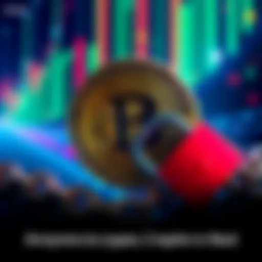 A digital representation showing a Bitcoin symbol with a lock and chains, highlighting the loss of privacy in cryptocurrency due to regulations and KYC requirements.