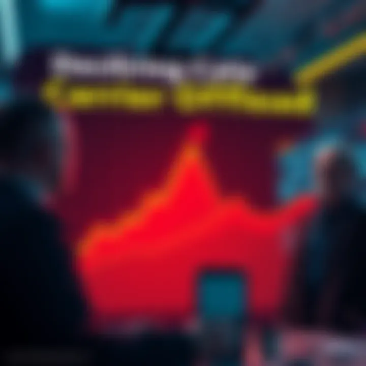 Graph showing a sharp decline in carrier data payouts with concerned individuals discussing potential solutions.