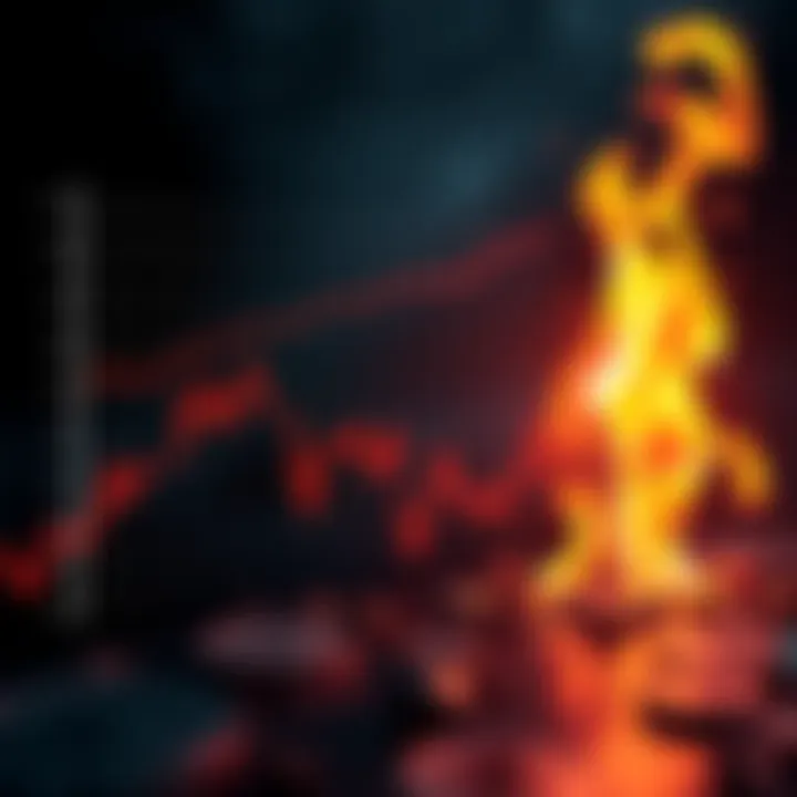 A chart showing the declining value of Spell Token with a burning symbol overlay