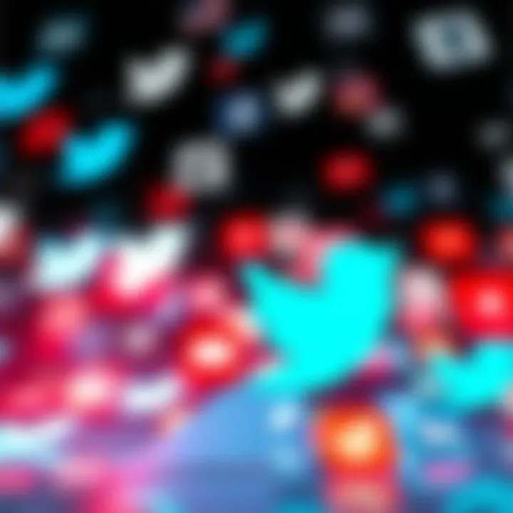 A graphic representation showing a downward trend in Twitter's influence with social media icons fading in the background.