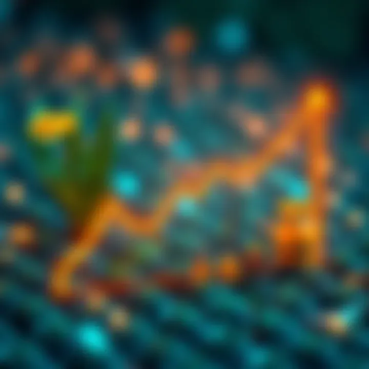 Declining Yield Farming Interest A graph showing a downward trend in yield farming participation alongside icons for staking and asset holding.