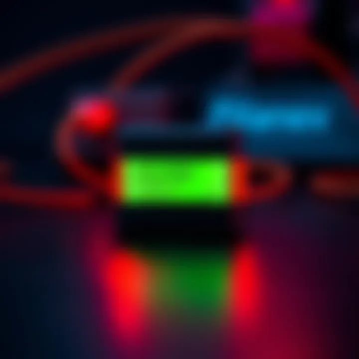 A Deeper Connect Mini device showing a solid red LED light, indicating a malfunction after recovery attempt.