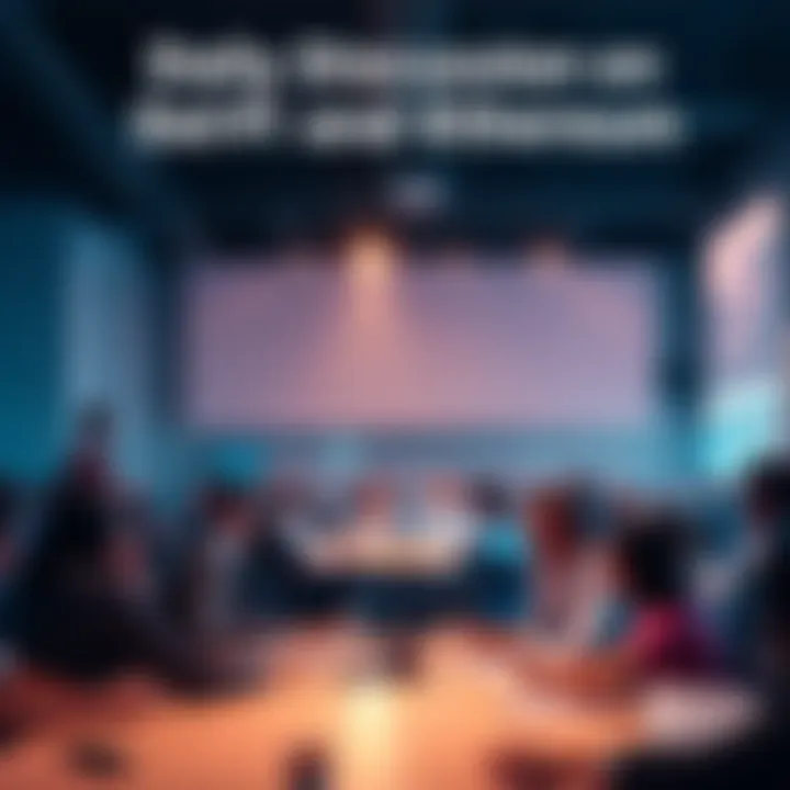 A group of people discussing DeFi and Ethereum in a lively forum setting