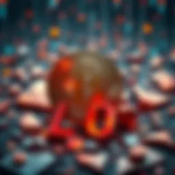 Visual representation of a major DeFi hack with a large Bitcoin symbol unaffected, surrounded by broken digital financial symbols representing the $600 million loss.