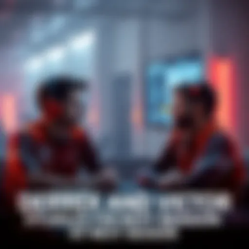 Derrek and Victor in a team meeting, discussing their potential roles as in-game leaders for the next season