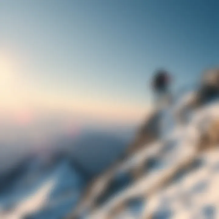 A determined individual climbing a steep mountain, showcasing strength and resilience in their journey.