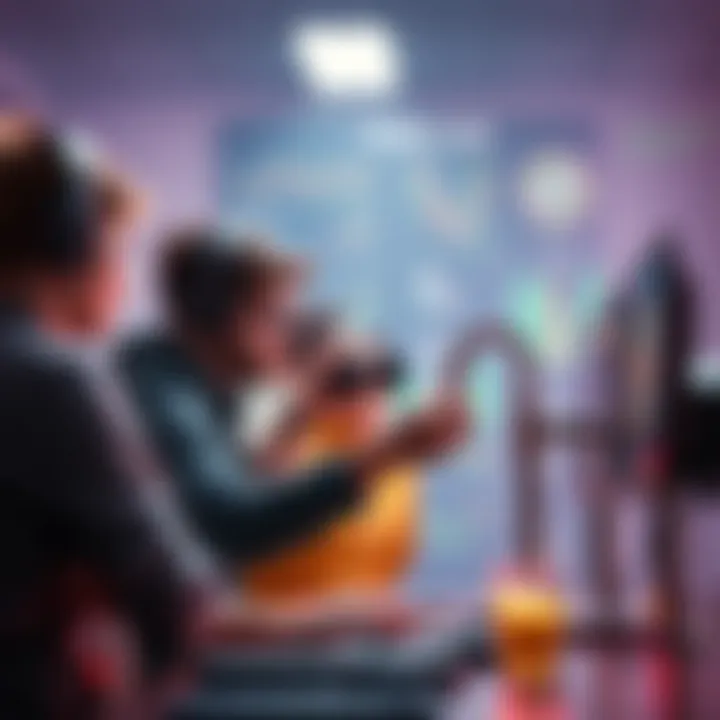 Group of developers collaborating to revive a Dogecoin testnet faucet, showcasing teamwork and coding efforts