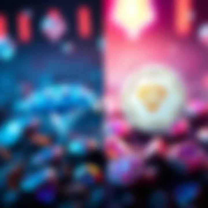 A visual comparison of diamonds and bid tokens, highlighting their use in the game Atlas.