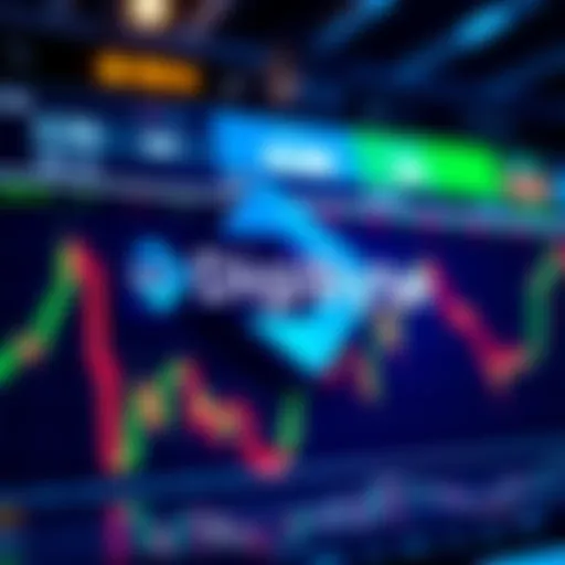 DigiByte logo alongside a fluctuating chart showing market trends, representing community concerns about its future.