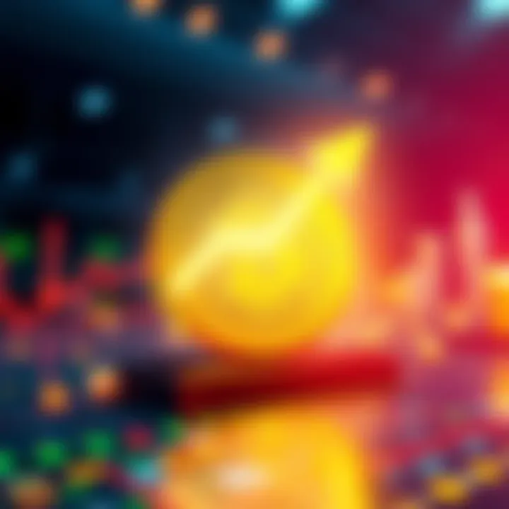 Visual representation of a digital token with an upward moving graph showing an increase in circulating supply.