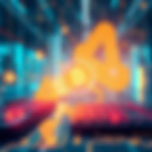 Illustration of a digital banking environment featuring DOT, ETH, and LINK symbols representing security, programmable finance, and automation.