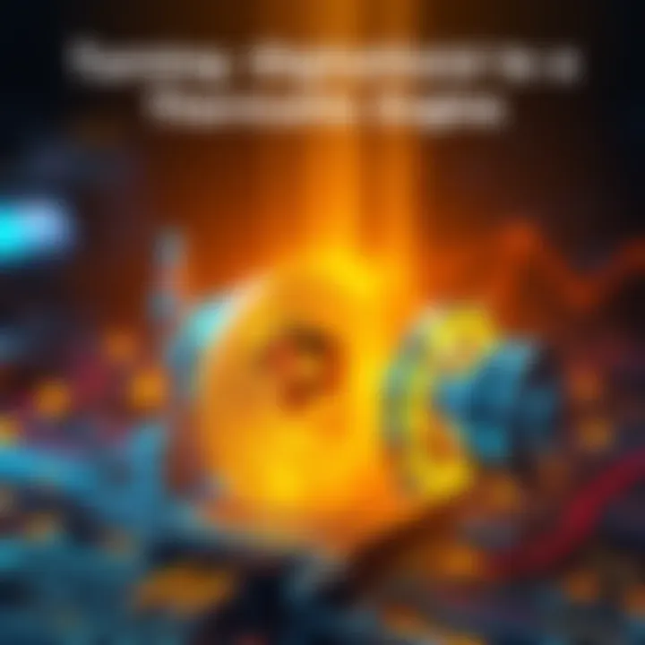 A visual representation showing the evolution of digital currency transforming into a thermodynamic engine, illustrating modern finance and technology concepts.