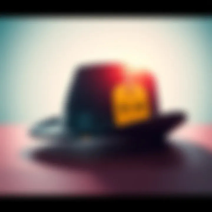 A digital representation of a stylish hat with a price tag of $2.50, set against a bright background.