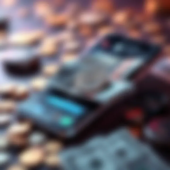 A graphic showing a smartphone with digital currencies and cash being replaced, highlighting the growth of digital payments.