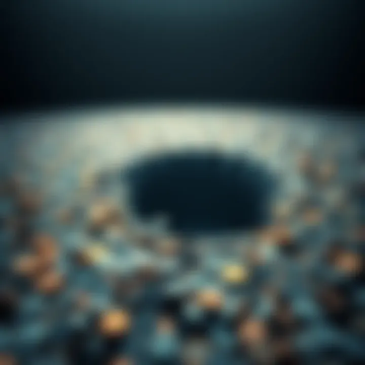 A graphic showing a large pool of coins shrinking significantly, symbolizing the rapid decline of investments as most people choose not to invest.