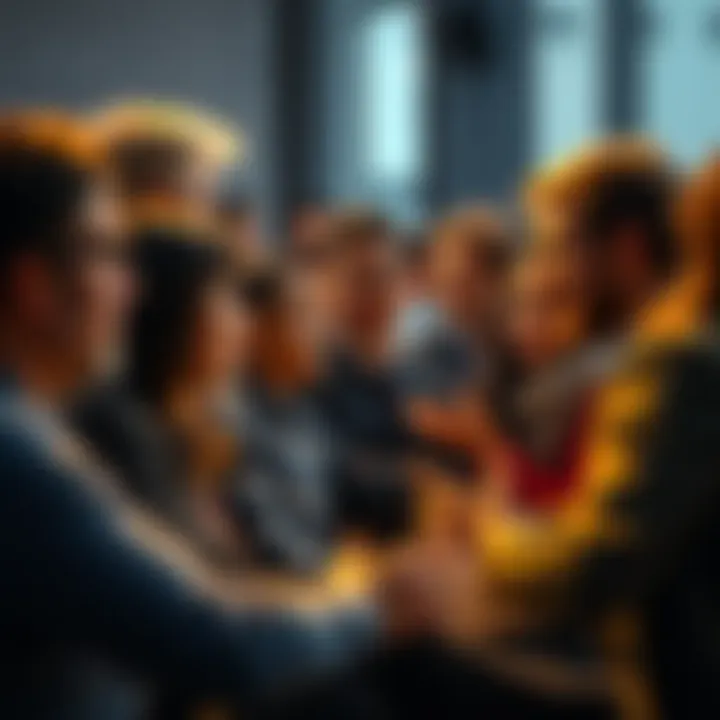 A group of diverse individuals engaged in a lively discussion, showcasing varying opinions and critical thinking.