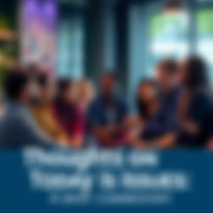 A diverse group of people discussing pressing societal topics in a casual setting