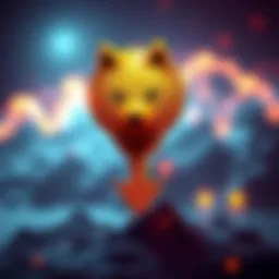 Doge Cryptocurrency Symbol on a Downward Trend The Dogecoin symbol with a downward arrow, representing its decline in popularity and community support.