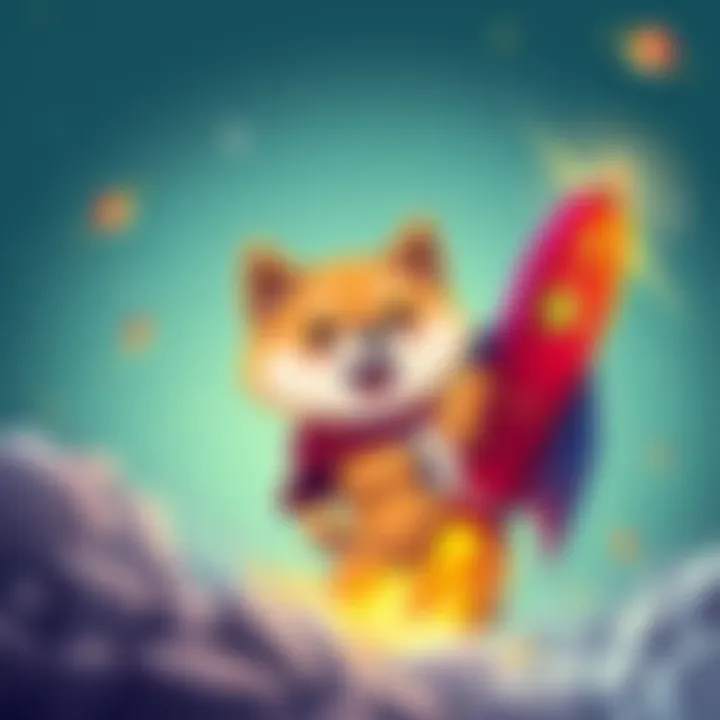 A cartoon Shiba Inu dog with a rocket, symbolizing Doge's rise in the cryptocurrency market this month.