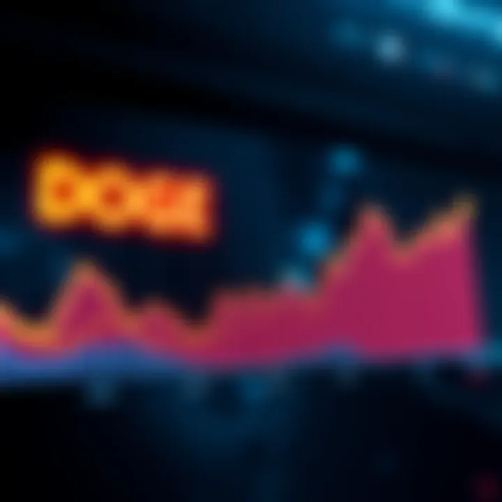 Logarithmic chart showing the growth trends of DOGE from 2014 to 2034, highlighting significant gains and price projections.