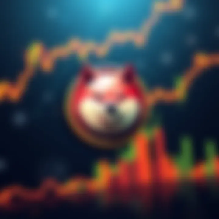 A Dogecoin logo with a background showing an upward trending stock graph, symbolizing potential growth for investors.