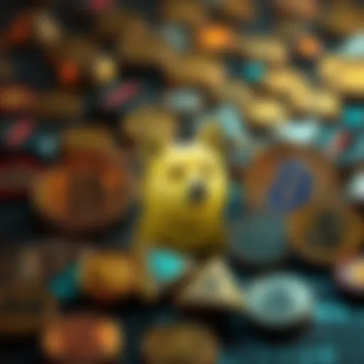 A representation of the Dogecoin logo alongside various cryptocurrency symbols, highlighting the discussion on its utility.