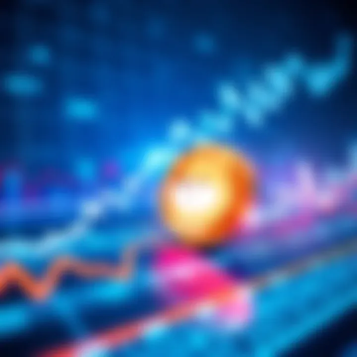 A digital graph showing the price trend of Dogecoin with an upward movement and a Dogecoin coin icon