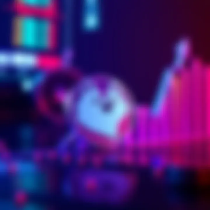 A Dogecoin symbol alongside a rising cryptocurrency chart, representing the growth of Dogecoin in 2026.