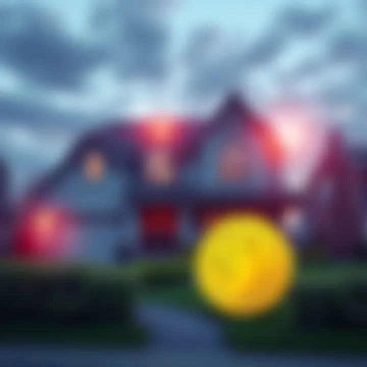 A house with a Dogecoin logo, symbolizing acceptance of cryptocurrency for mortgage applications.