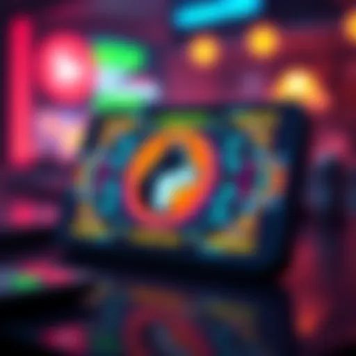 A colorful Dogecoin LED Card glowing with vibrant lights, showcasing the Dogecoin logo prominently.