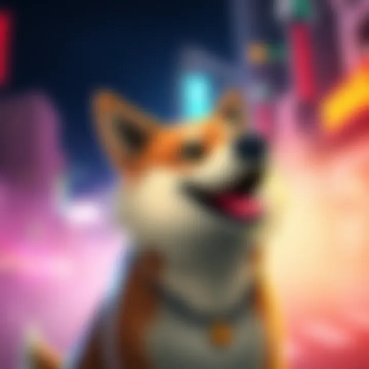 A colorful Dogecoin logo featuring a cartoon dog, symbolizing its status as the top meme coin