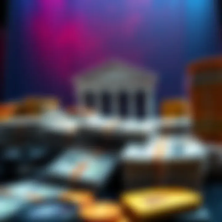 Department of Justice seizing assets related to Helix Crypto Mixer, showing stacks of cash and crypto symbols