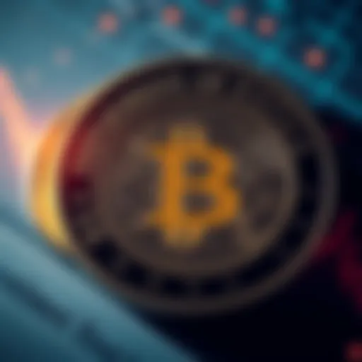 Graphic showing Bitcoin and a Department of Justice symbol, highlighting the rumor of Bitcoin sale