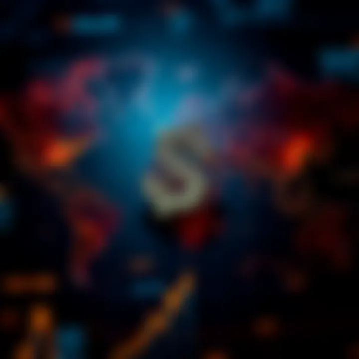 A dollar symbol placed over a map of the world, representing the impact of the U.S. dollar on global economies and trade.