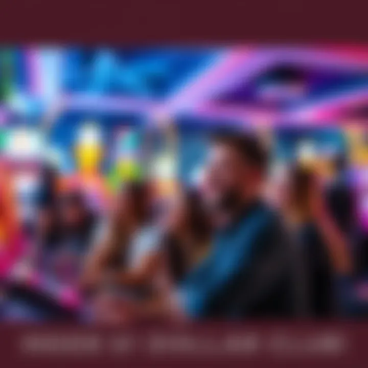 People enjoying the $1 Dollar Club Group of people playing games in the $1 Dollar Club, smiling and having fun during a free play event