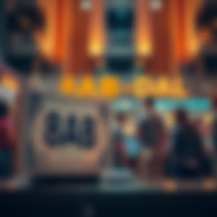 A close-up of a dollar bill next to a sign reading '8AB Deal' with people discussing in the background.