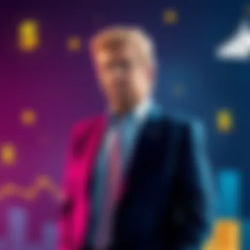 Donald Trump Jr. with investment symbols Donald Trump Jr. standing confidently with icons representing investment and profit, symbolizing his ties to Polymarket and Kalshi.