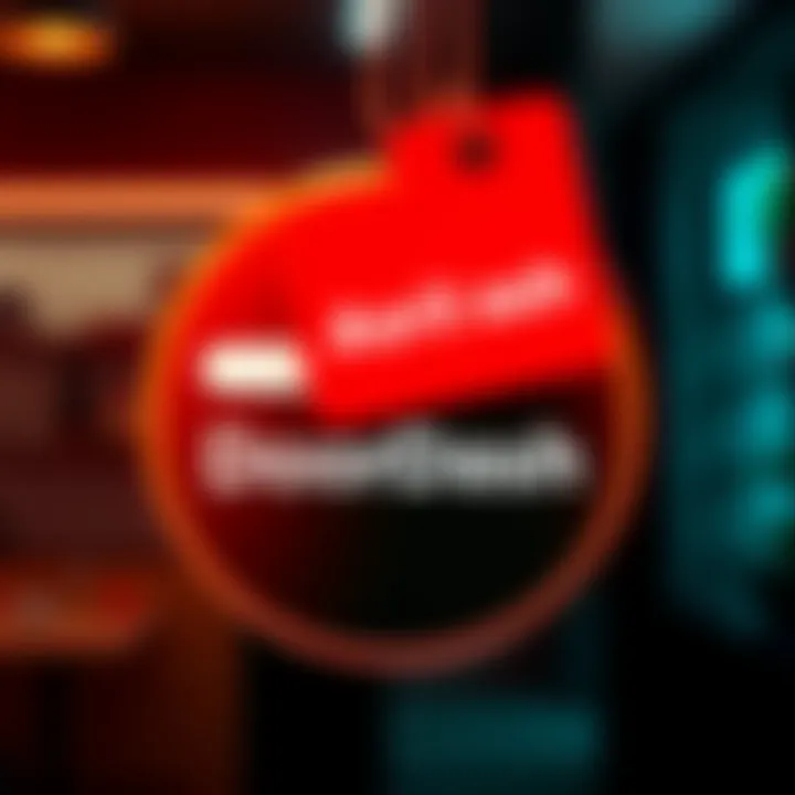 A DoorDash logo with a price tag showing a discount, illustrating the 5% price drop announcement.